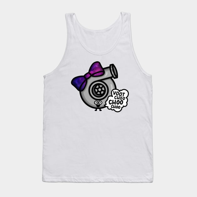 What Does The Cutest Turbo Say - Dark Purple/Pink Galaxy Bow Tank Top by hoddynoddy